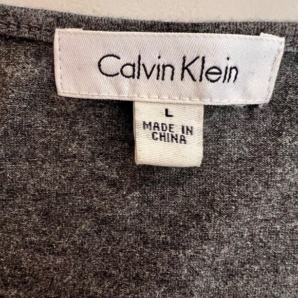 CALVIN KLEIN Gray Tank Top With Silver Sequin Front Detail Womens Large - Picture 6 of 8